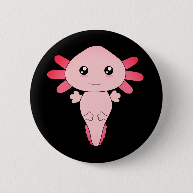 Badge Rond 5 Cm Dessin De L'Axolotl Rose Cool (Devant)