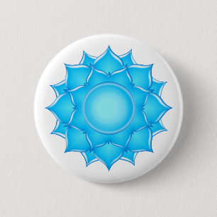 Badge Rond 5 Cm Dessin de lotus de verre bleu
