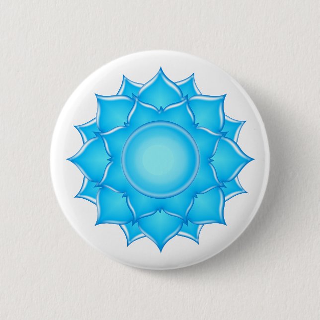 Badge Rond 5 Cm Dessin de lotus de verre bleu (Devant)