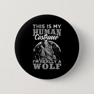 Badge Rond 5 Cm Dessin de loup drôle Costume humain Je suis un lou