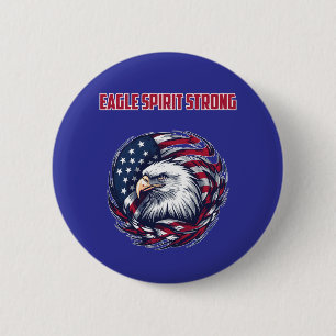 Badge Rond 5 Cm Dessin de patriote américain fort esprit d'aigle
