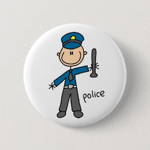 Badge Rond 5 Cm Dessin de policier bonhomme allumette