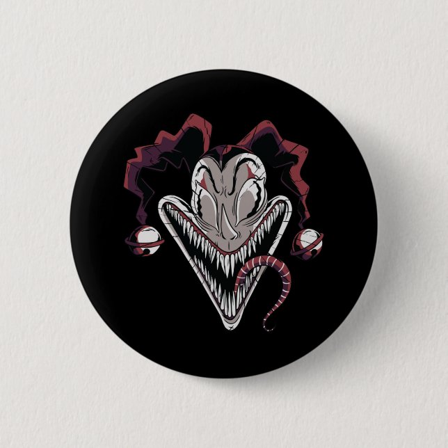 Badge Rond 5 Cm Dessin de visage de clown effrayant pour Halloween (Devant)