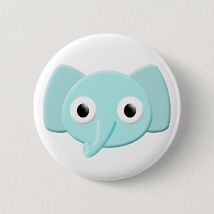 Badge Rond 5 Cm Dessin d'éléphant bleu bébé
