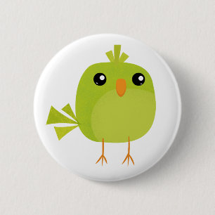 Badge Rond 5 Cm Dessin d'oiseau vert