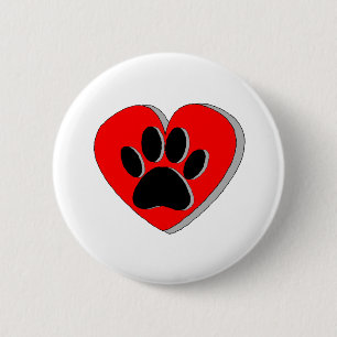 Badge Rond 5 Cm Dessin du coeur du chien