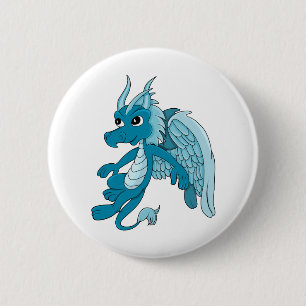 Badge Rond 5 Cm Dessin du Dragon Bleu