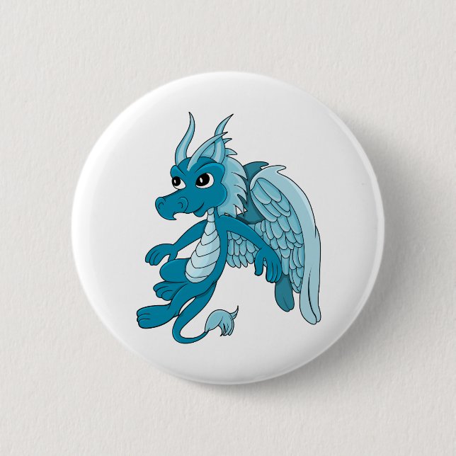 Badge Rond 5 Cm Dessin du Dragon Bleu (Devant)