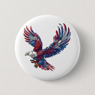 Badge Rond 5 Cm Dessin d'un aigle, concept 4 juillet