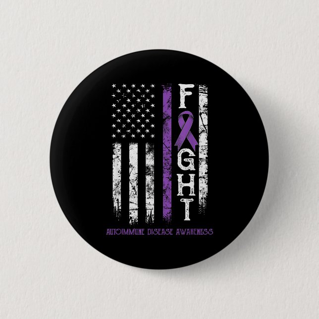 Badge Rond 5 Cm Dessin d'une maladie auto-immune guerrier drapeau  (Devant)
