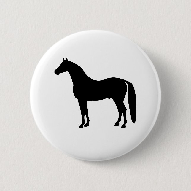 Badge Rond 5 Cm Dessin élégant de silhouette de cheval d'étalon (Devant)