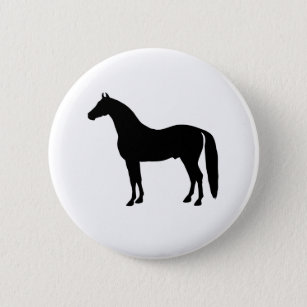 Badge Rond 5 Cm Dessin élégant de silhouette de cheval d'étalon