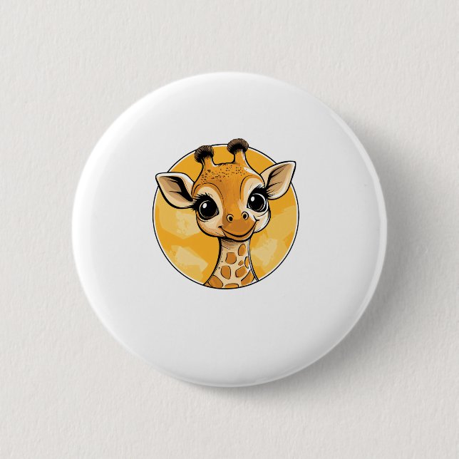 Badge Rond 5 Cm Dessin en Giraffe Cute Style de dessin (Devant)