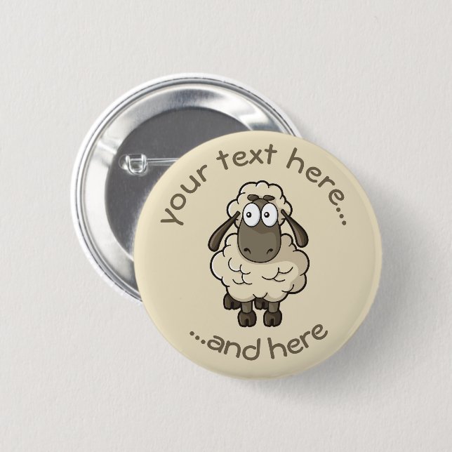 Badge Rond 5 Cm Dessin en mouton beige (Devant & derrière)