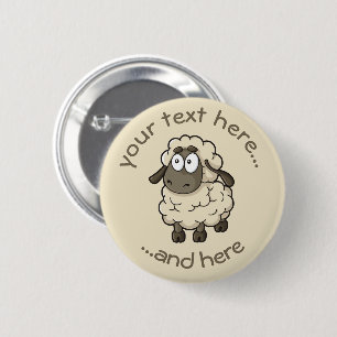 Badge Rond 5 Cm Dessin en mouton beige