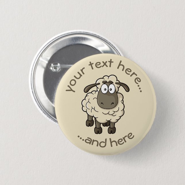 Badge Rond 5 Cm Dessin en mouton beige (Devant & derrière)