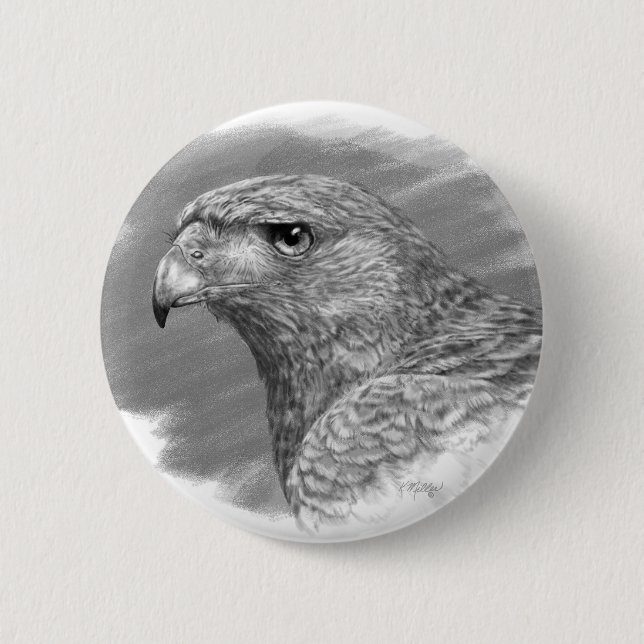 Badge Rond 5 Cm Dessin Harris Hawk (Devant)