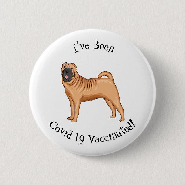 Badge Rond 5 Cm dessin humoristique chinois de chien Shar-Pei (Devant)