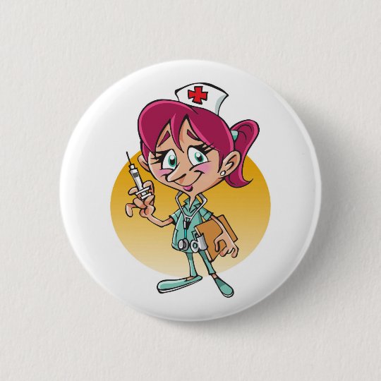 Badge Rond 5 Cm Dessin Humoristique Personnalise D Infirmiere Amus Zazzle Fr
