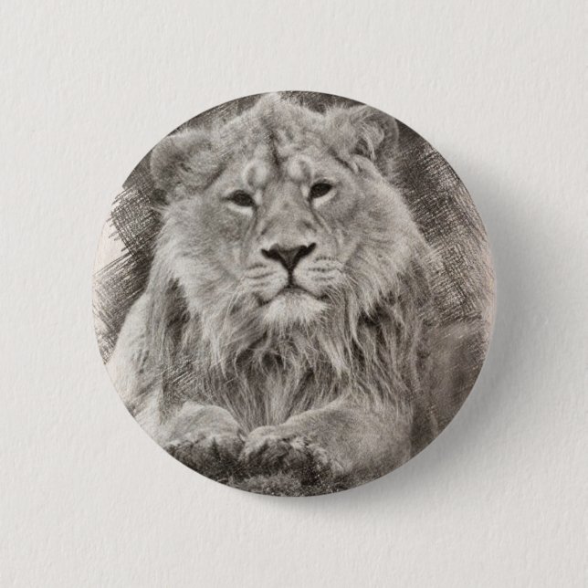 Badge Rond 5 Cm Dessin Lion (Devant)