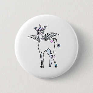 Badge Rond 5 Cm Dessin magique amusant Unicorn