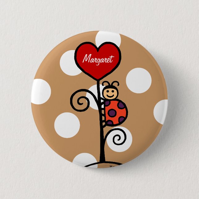 Badge Rond 5 Cm Dessin mignon personnalisé de coccinelle (Devant)