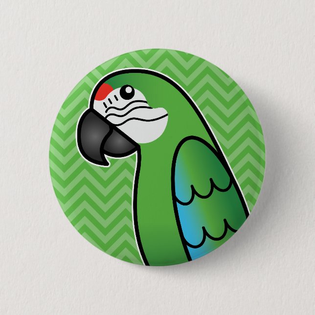 Badge Rond 5 Cm Dessin militaire Macaw Parrot Bird (Devant)