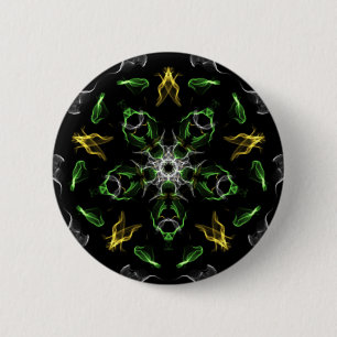 Badge Rond 5 Cm Dessin numérique Mandala vert Smokey
