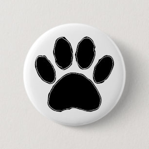 Badge Rond 5 Cm Dessin Paw Chien En Noir