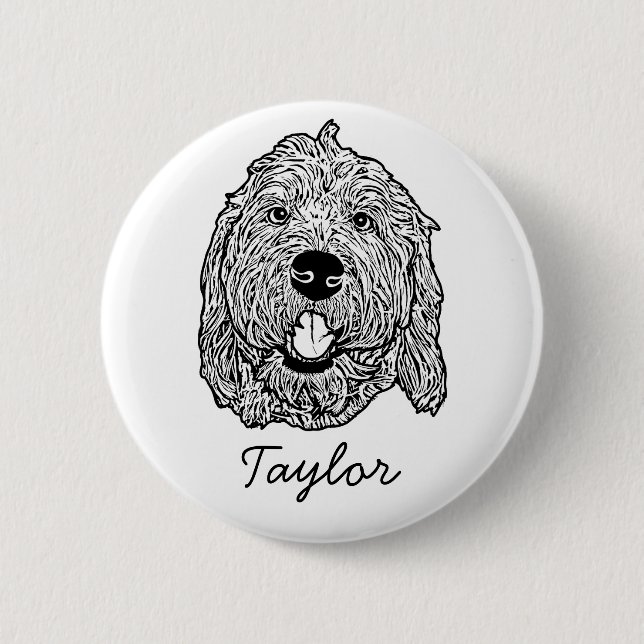 Badge Rond 5 Cm Dessin personnalisé Goldendoodle Chien (Devant)