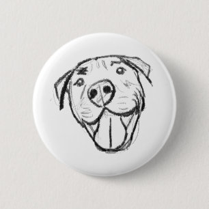 Badge Rond 5 Cm dessin pitbull simple amoureux des chiens noir bla