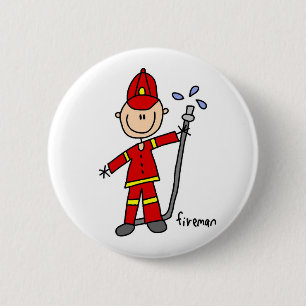 Badge Rond 5 Cm Dessin simpliste de pompier