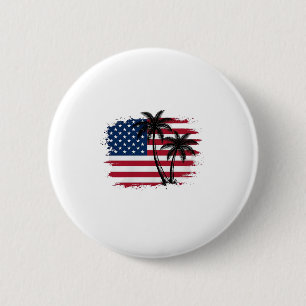 Badge Rond 5 Cm Dessin vectoriel de plage patriotique avec palmier