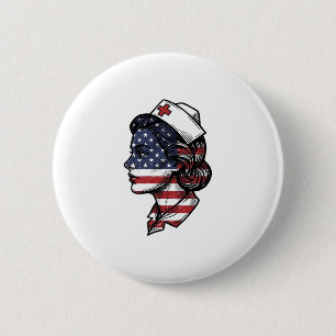 Badge Rond 5 Cm Dessin vectoriel de profil d'infirmière avec drape