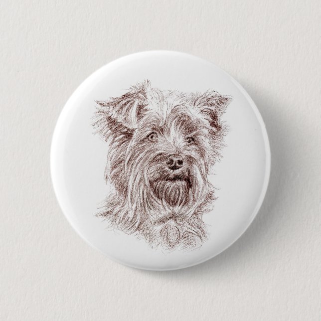 Badge Rond 5 Cm Dessin Yorkshire Terrier (Devant)