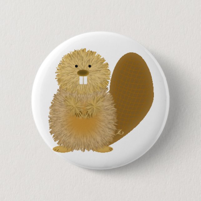 Badge Rond 5 Cm Dessins animaux adorables : Castor (Devant)
