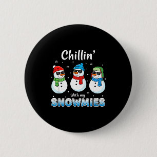 Badge Rond 5 Cm Dessins Animés Chillin' Avec Mes Snowmies, Bonhomm