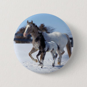 Badge Rond 5 Cm Destin animal d'amour de paix de neige d'hiver de