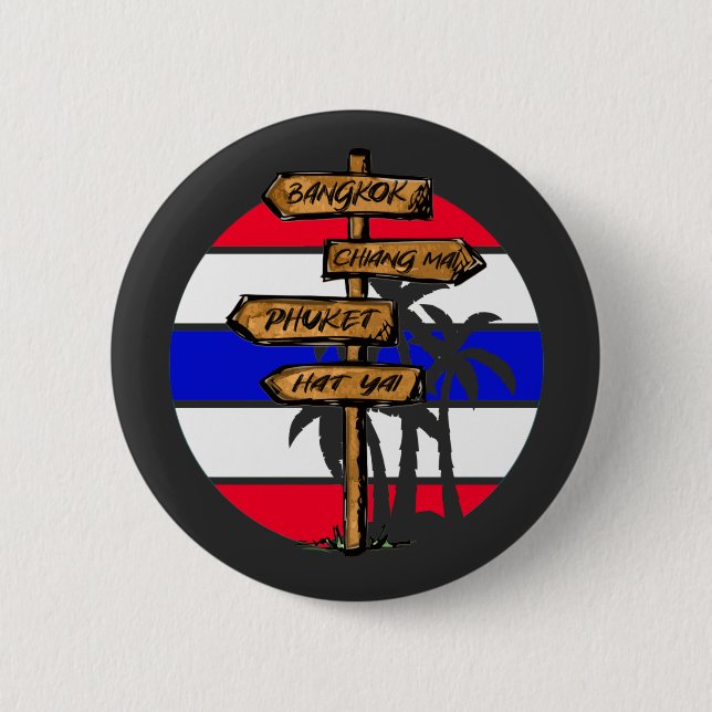 Badge Rond 5 Cm Destinations Thaïlande - Bangkok Chiang Mai Phuket (Devant)