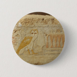 Badge Rond 5 Cm Détail du hiéroglyphe Owl, Hatshepsut Temple, Egyp