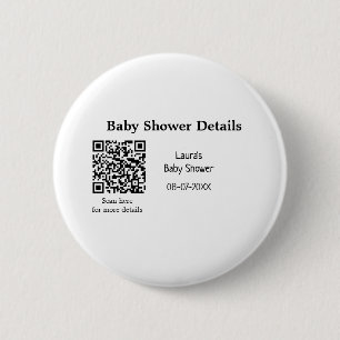 Badge Rond 5 Cm DÉTAILS DU baby shower QR SCAN CODE RU MODERNE MIN