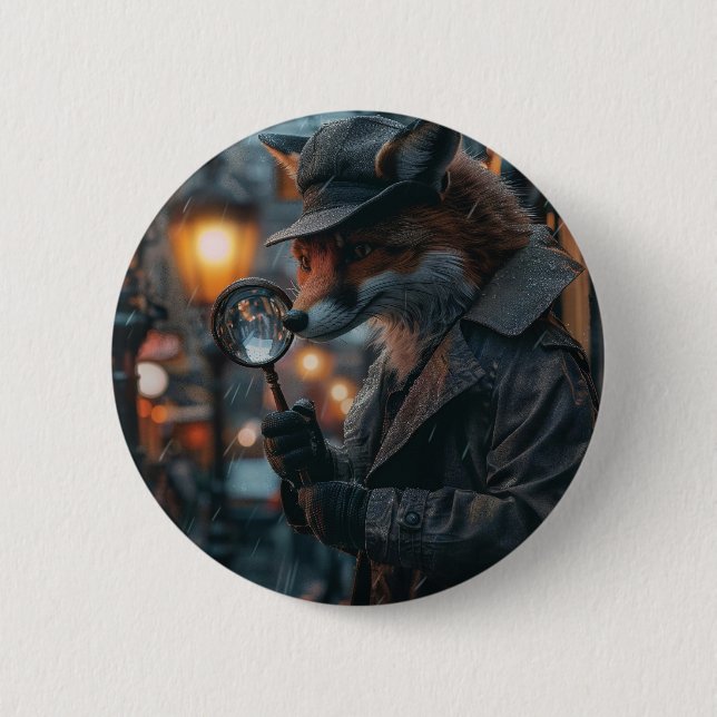 Badge Rond 5 Cm Détecteur de renard simple dans un cadre plus noir (Devant)