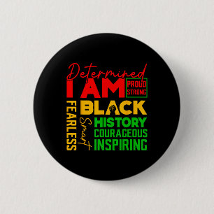 Badge Rond 5 Cm Déterminé Je suis fier fierté noire forte Courageu