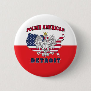 Badge Rond 5 Cm Detroit Michigan polonais