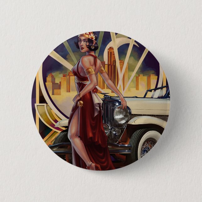 Badge Rond 5 Cm Detroit, Michigan | Ville automobile (Devant)