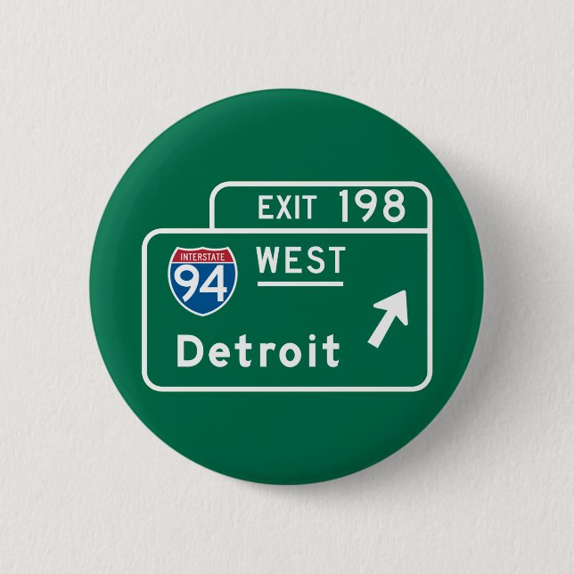 Badge Rond 5 Cm Detroit, panneau routier de MI (Devant)