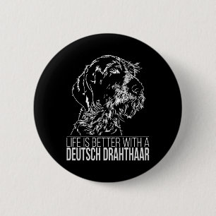 Badge Rond 5 Cm Deutsch Drahthaar vie meilleur chien dire