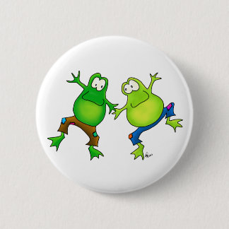 Badge Rond 5 Cm Deux amis sautants heureux de grenouille