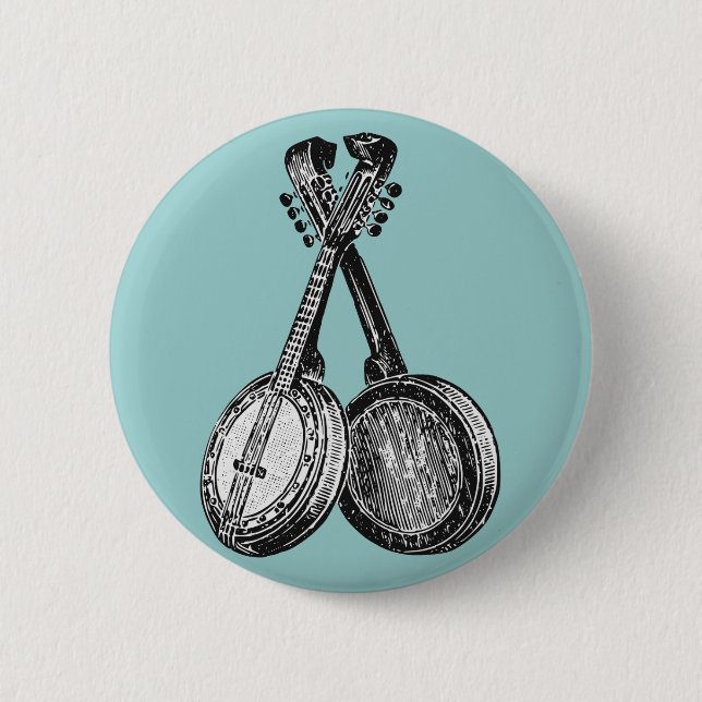 Badge Rond 5 Cm Deux banjos (Devant)