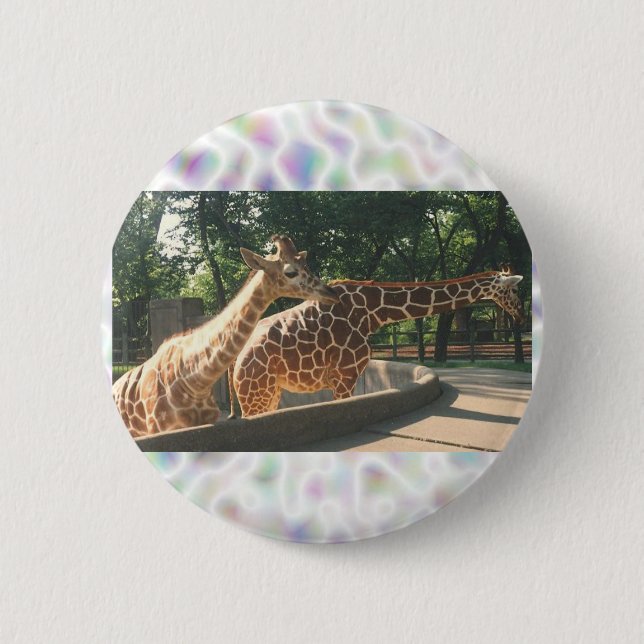 Badge Rond 5 Cm Deux boutons de girafes (Devant)